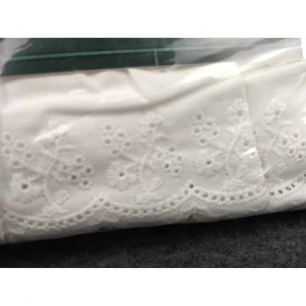 Ralph Lauren Home Twin Flat Sheet Bromley WHITE Eyelet Ruffle Trim USA NOS NEW